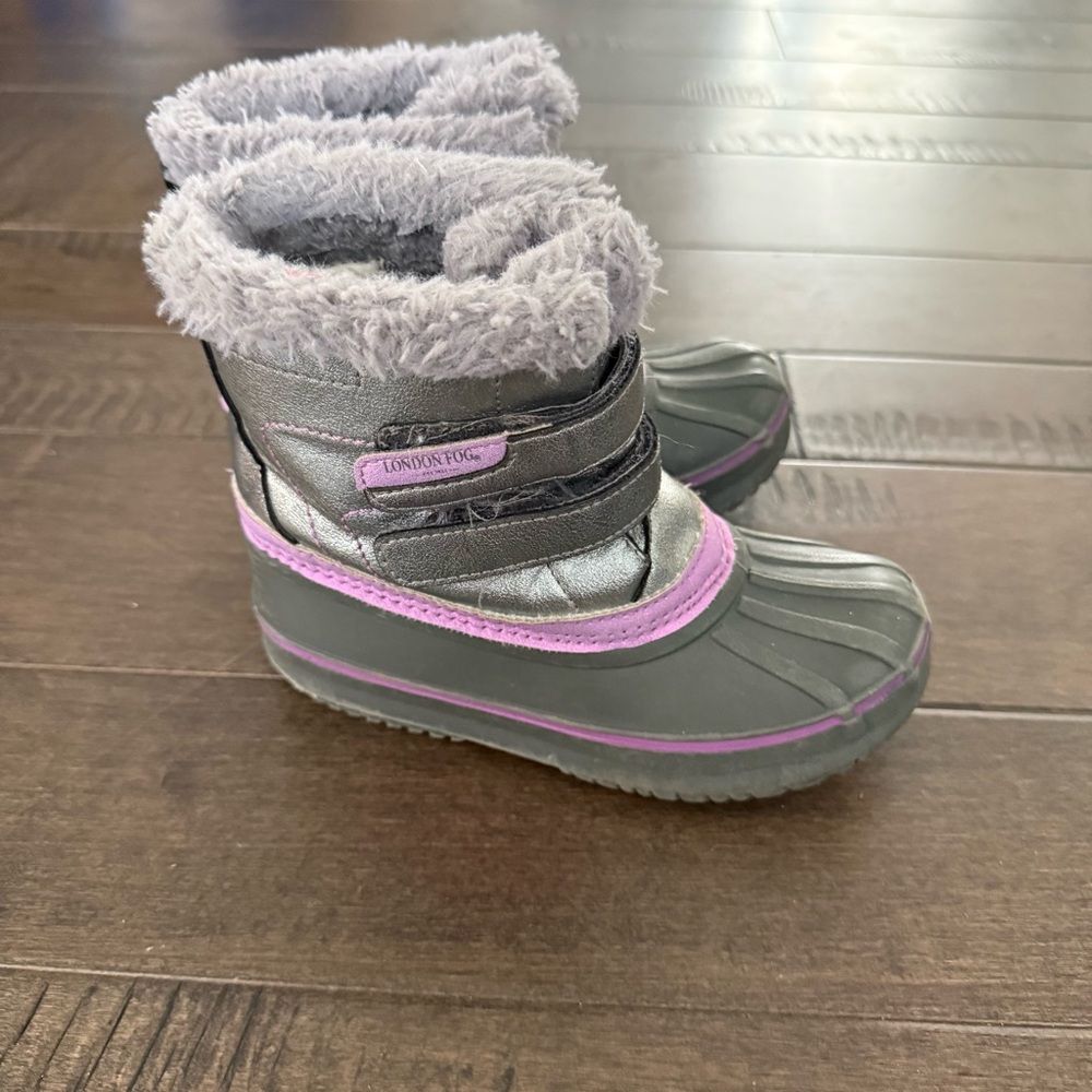 London Fog Kids Snow Winter Boots 12 Gray Purple Girls Youth